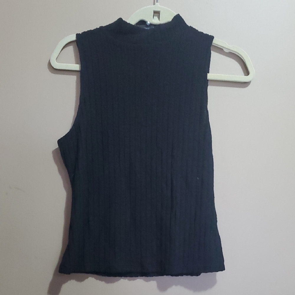 Shein Curve Mock Neck Black Sleeveless Top Size 0XL